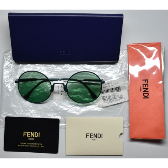 FENDI FF0248/S 1EDXR MATT GEEN TURQUOISE WAVES ROUND SUNGLASSES. 53m main image 5